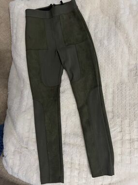 BCBGMaxAzria Olive Green Patchwork Straight Leg Pants